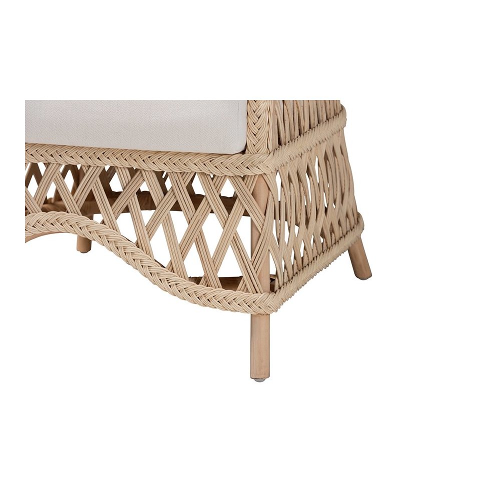 Florence Bohemian Ivory Braided Rattan Arm Chair. Picture 6