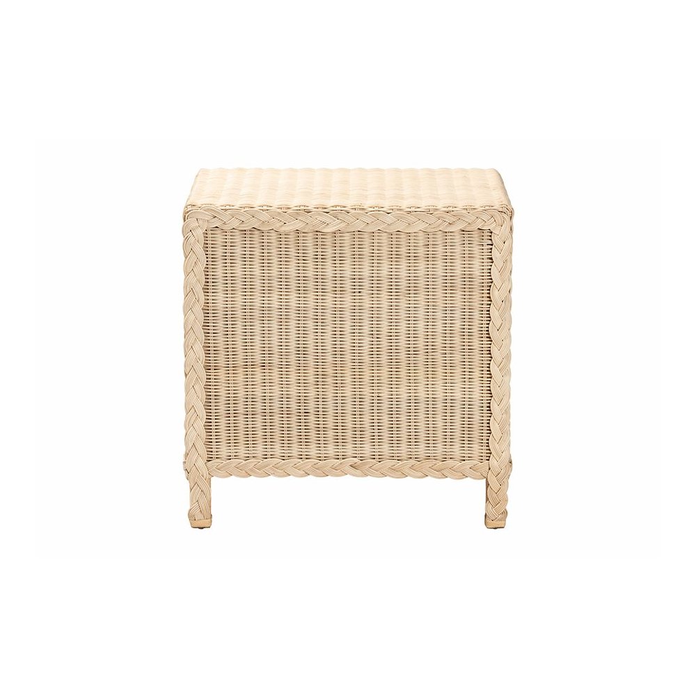 Lanica Japandi Sun Bleached Rattan 3-Drawer Nightstand. Picture 5