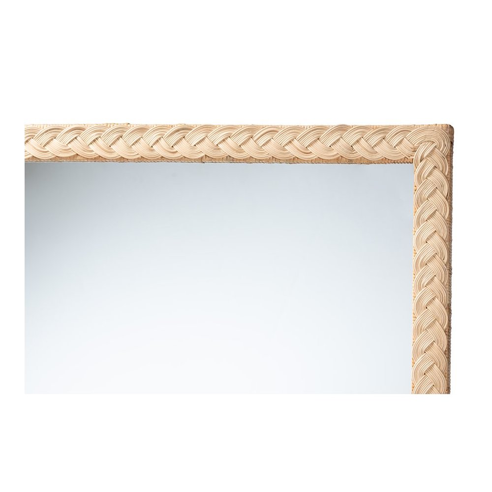 Lanica Japandi Sun Bleached Rattan Wall Mirror. Picture 3