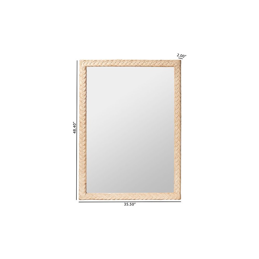 Lanica Japandi Sun Bleached Rattan Wall Mirror. Picture 5