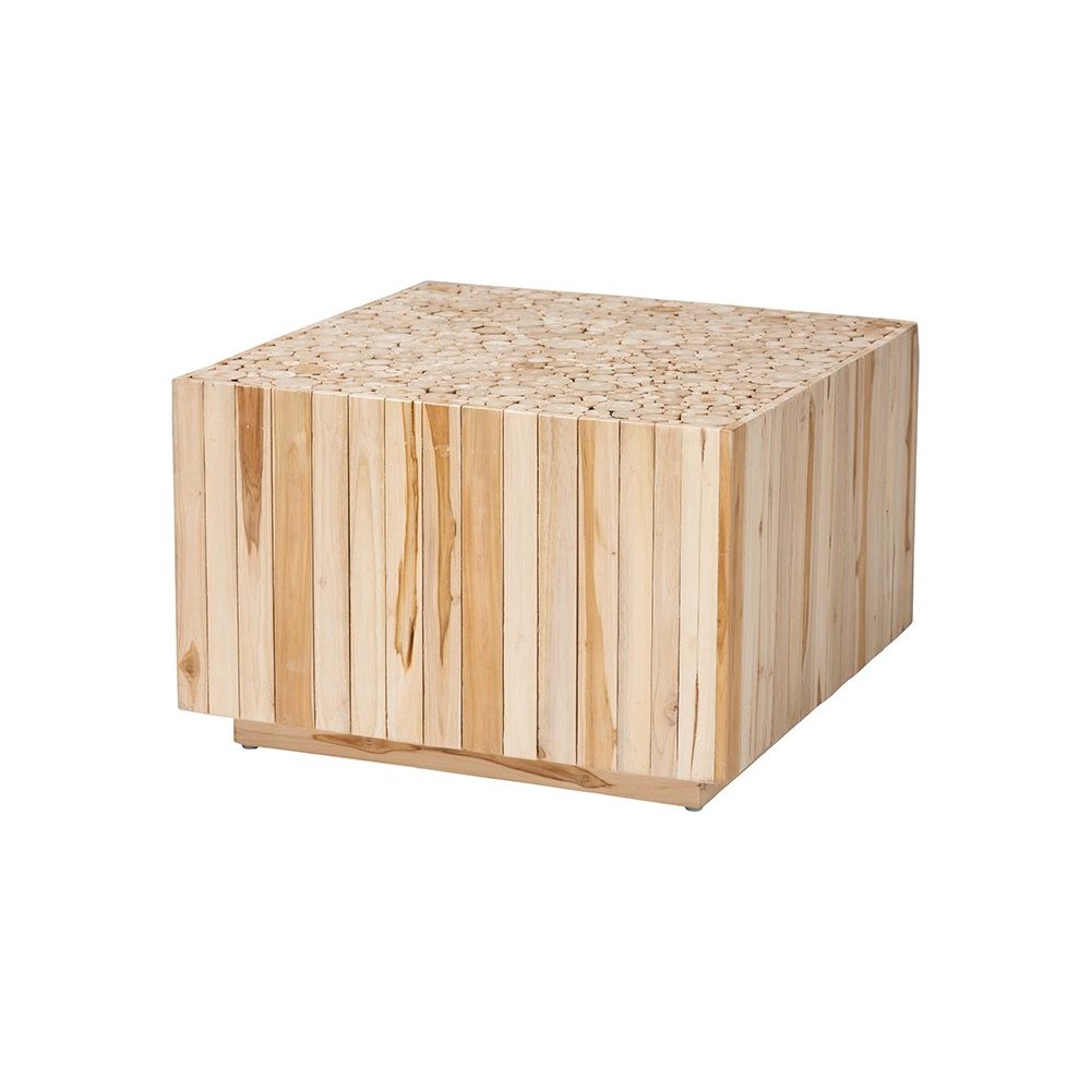 Bohemian Natural Teak Wood Coffee Table with Unique Repurposed Wood Logs. Picture 1