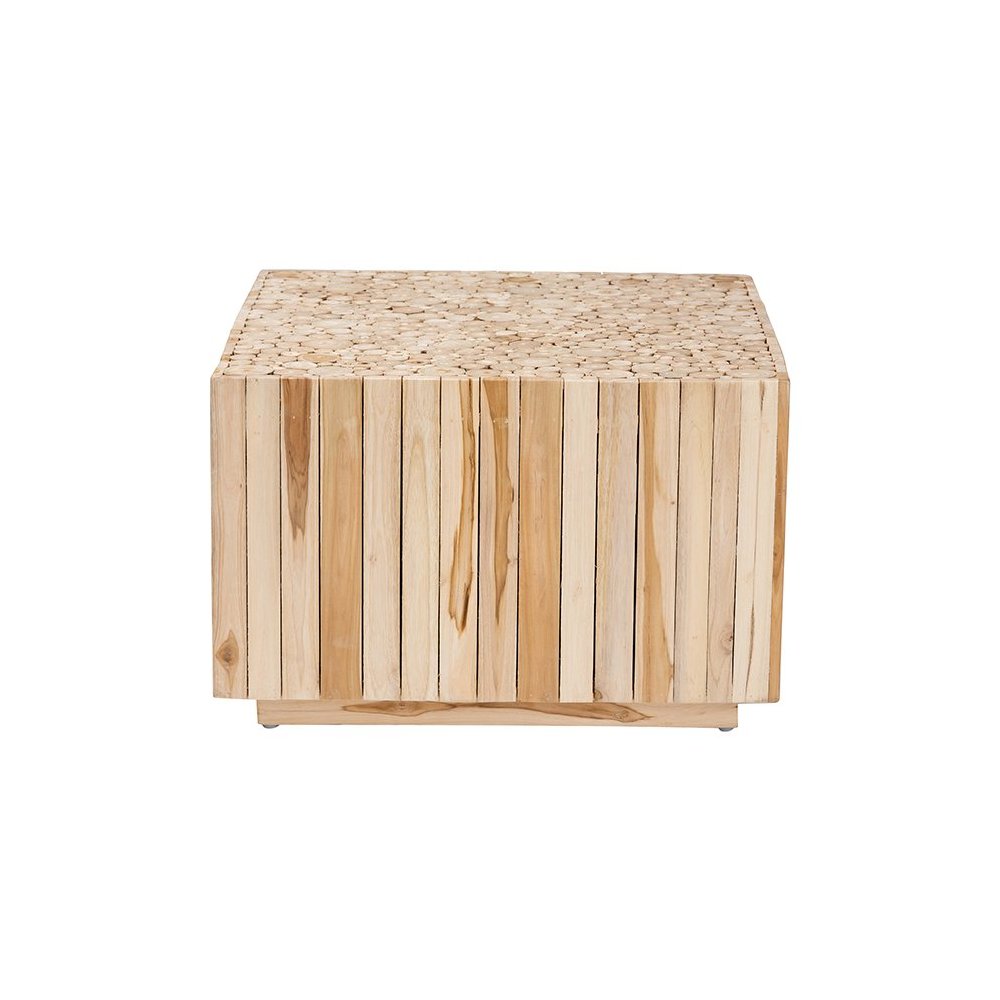 Bohemian Natural Teak Wood Coffee Table with Unique Repurposed Wood Logs. Picture 2