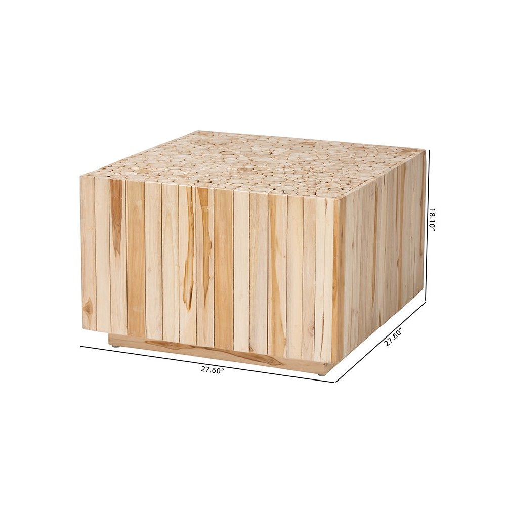Bohemian Natural Teak Wood Coffee Table with Unique Repurposed Wood Logs. Picture 9