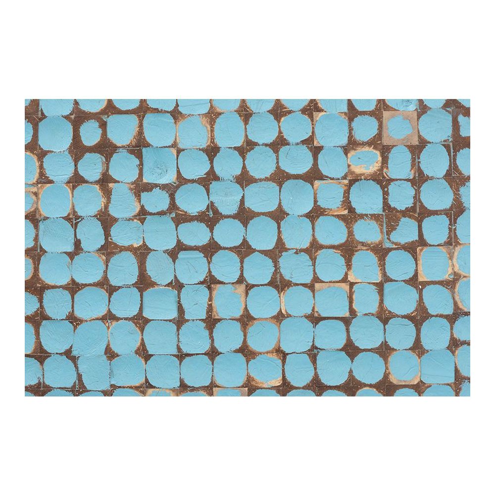Janella Bohemian Sky Blue Coconut Shell and Acacia Wood End Table. Picture 4
