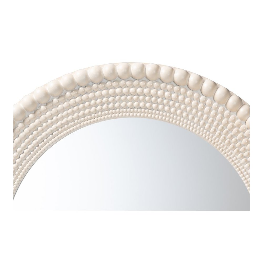 Grazia Modern Round Beaded-framed Accent Mirror in Pearl White. Picture 2