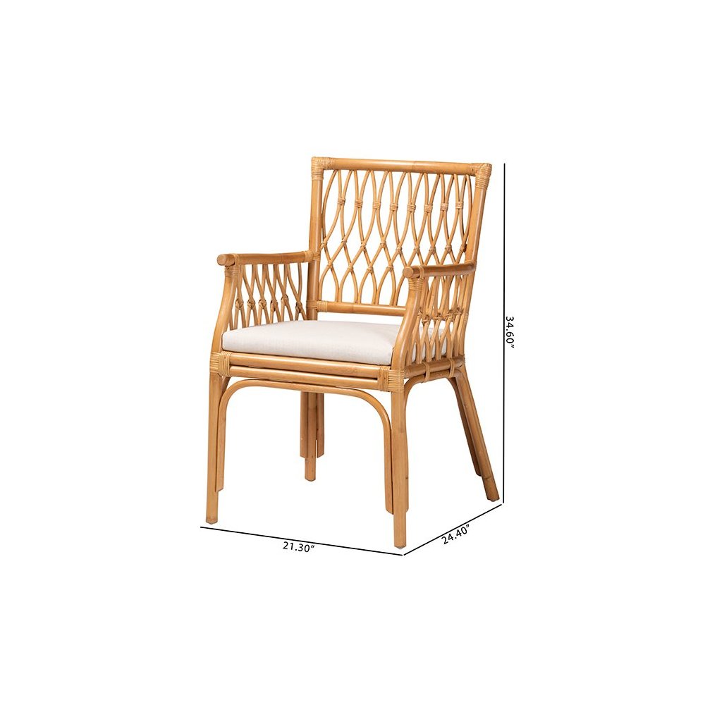 bali & pari Maisa Bohemian Light Honey Rattan Arm Chair. Picture 10