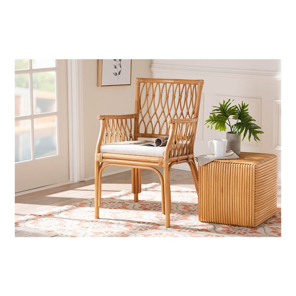 bali & pari Maisa Bohemian Light Honey Rattan Arm Chair. Picture 8
