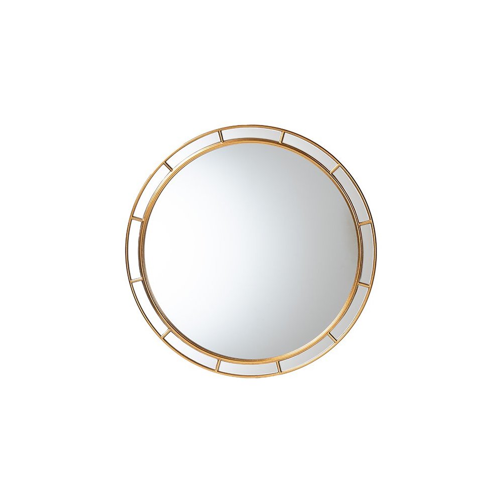 Ulvi Antique Goldleaf Round Accent Mirror. Picture 1