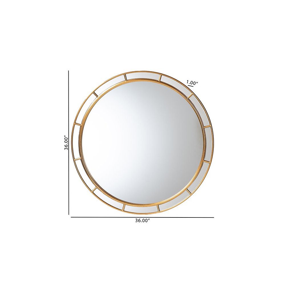 Ulvi Antique Goldleaf Round Accent Mirror. Picture 4