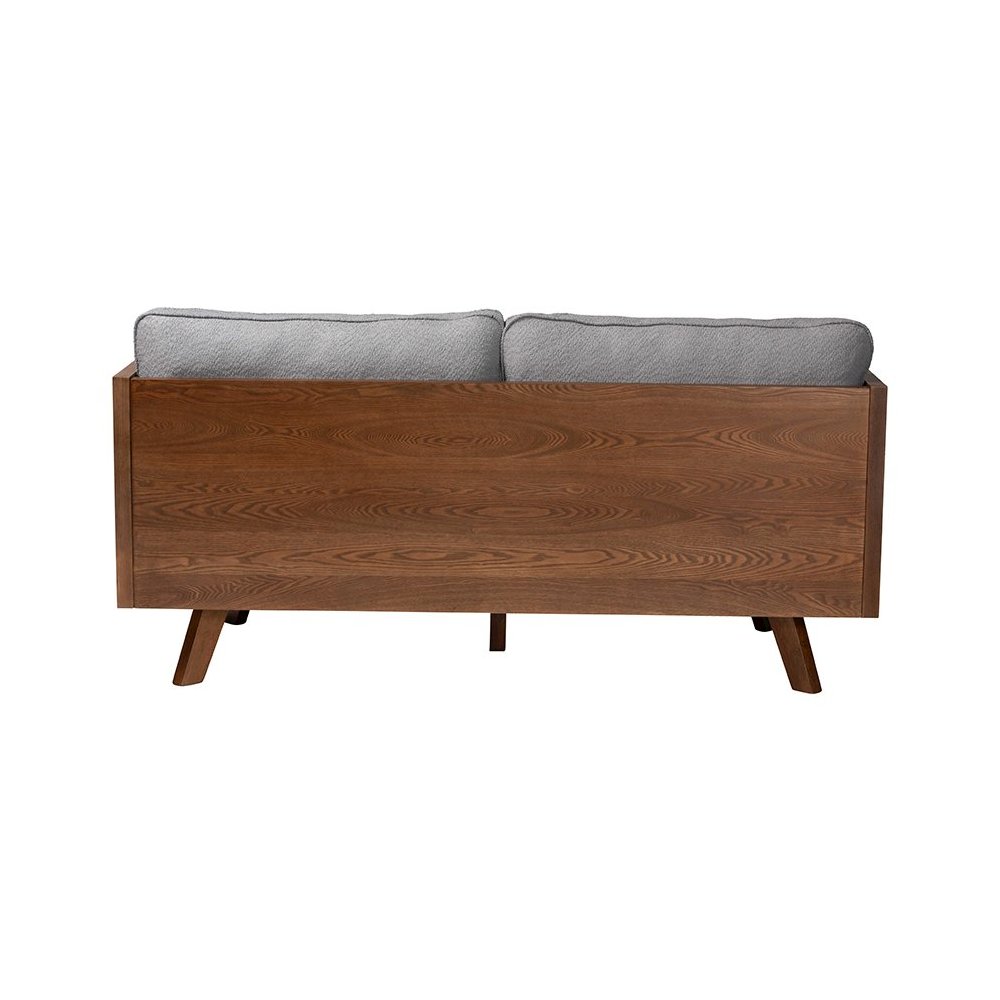 Uriel Mid-Century Modern Grey Boucle Fabric Sofa. Picture 4