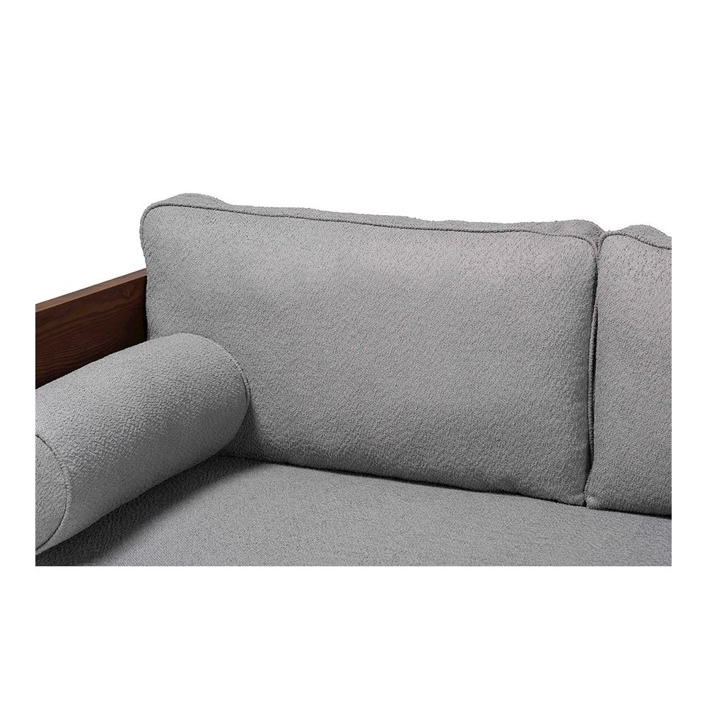 Uriel Mid-Century Modern Grey Boucle Fabric Sofa. Picture 5