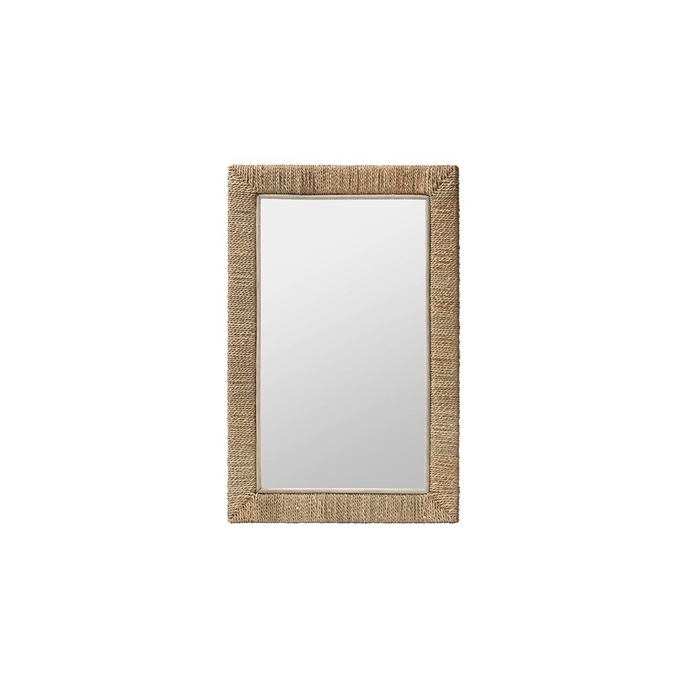 Geralyn Japandi Natural Seagrass Rectangular Wall Mirror. Picture 1