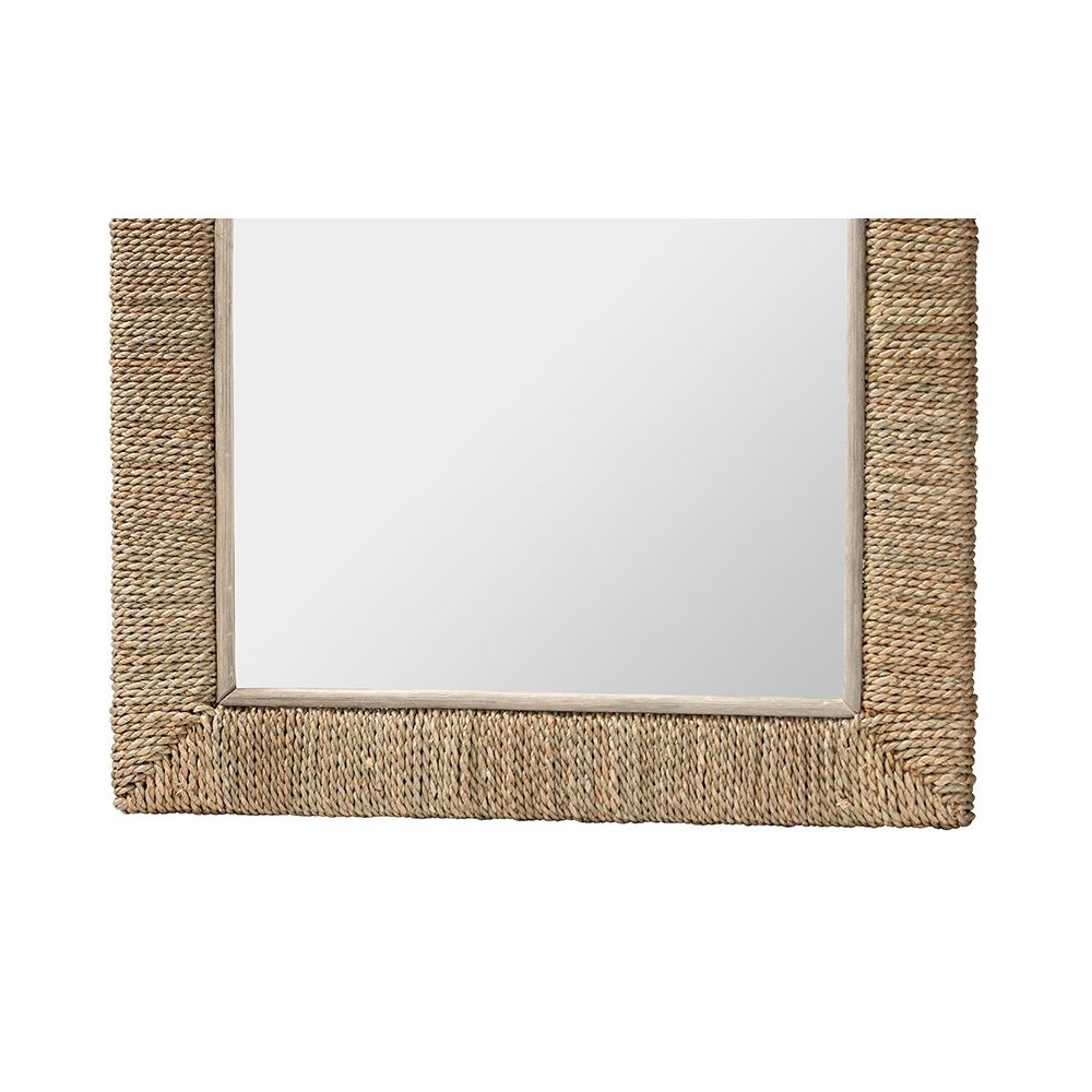Geralyn Japandi Natural Seagrass Rectangular Wall Mirror. Picture 2