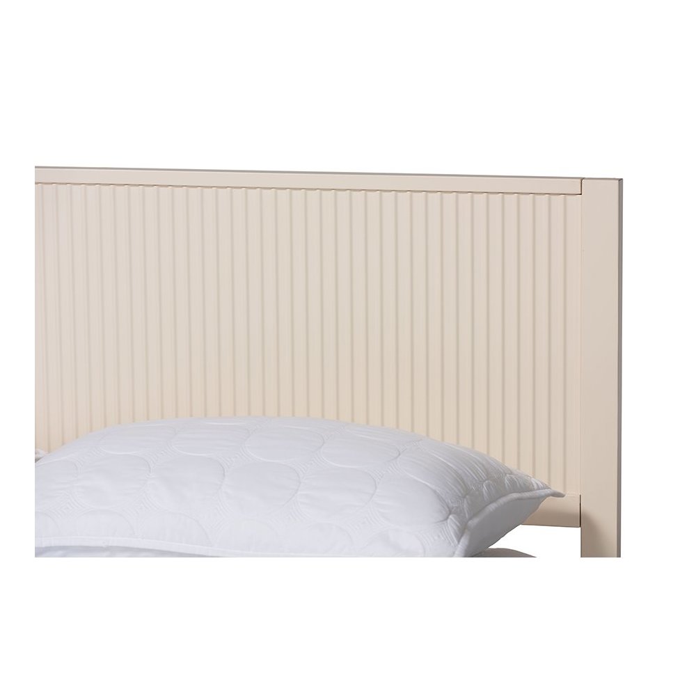 Primrose Mid-Century Ivory Fluted Wood Queen Size 4-Piece Bedroom Set. Picture 8