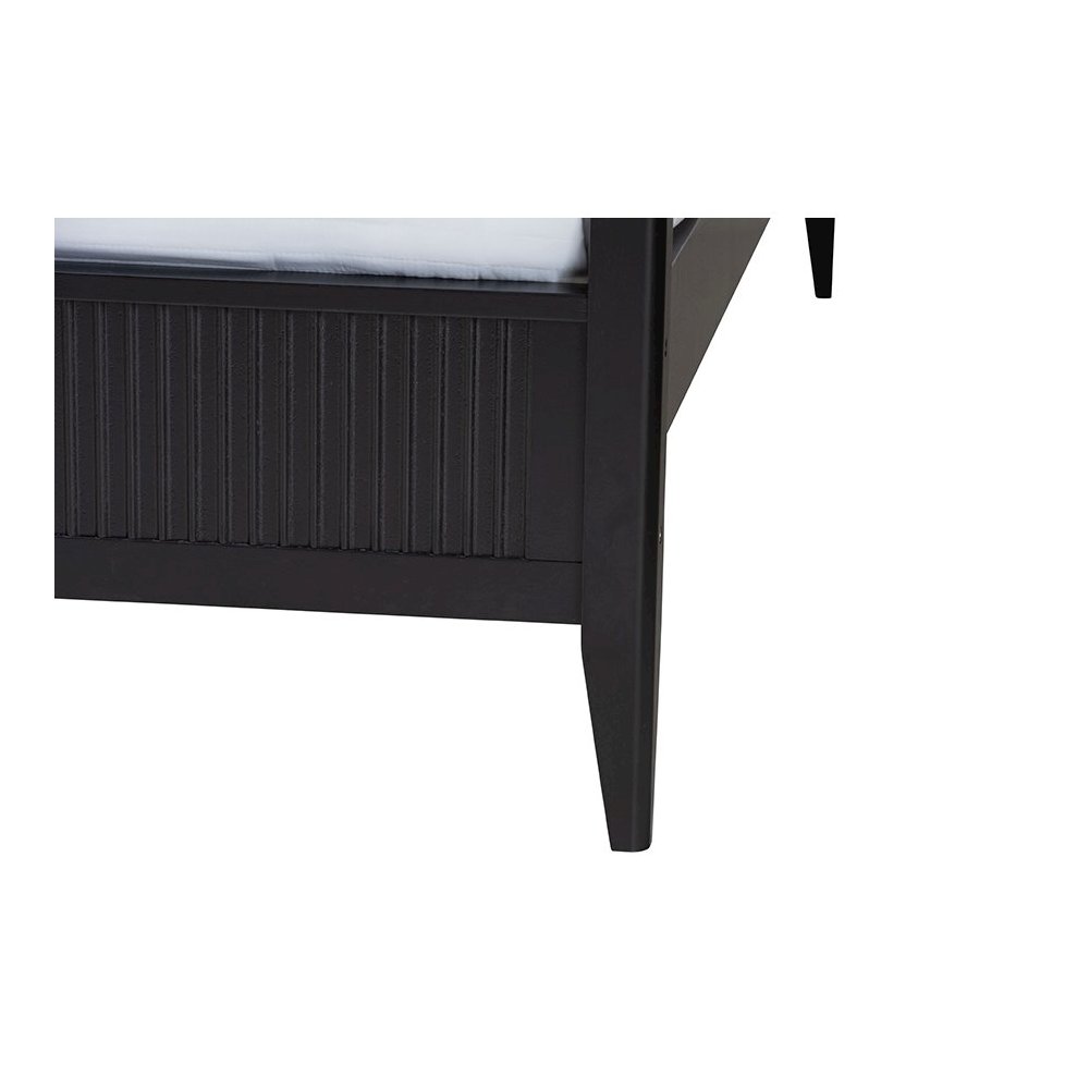 Primrose Mid-Century Black Fluted Wood King Size 4-Piece Canopy Bedroom Set. Picture 9