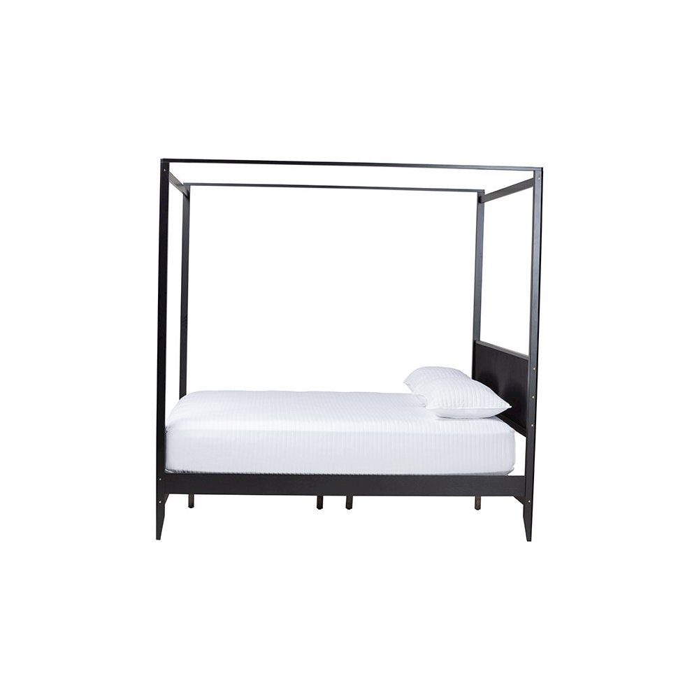 Primrose Mid-Century Black Fluted Wood King Size Canopy Bed. Picture 2