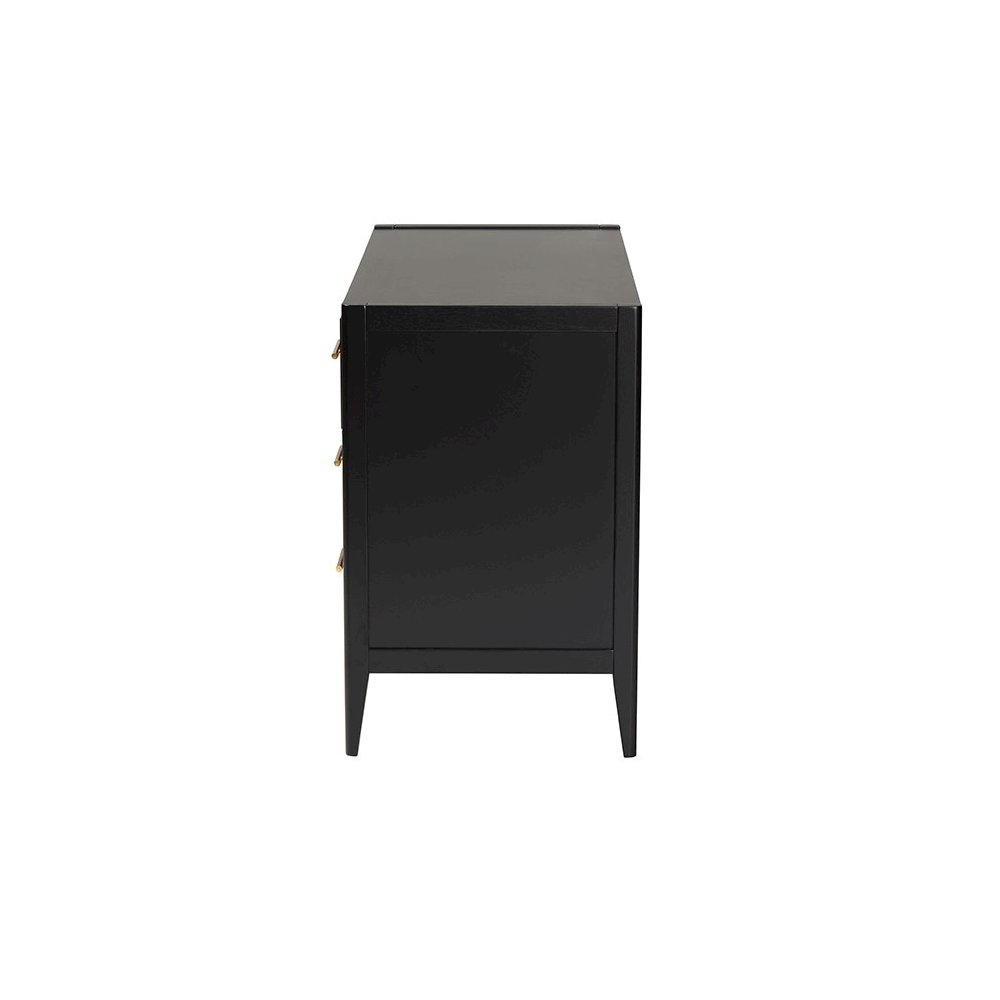 Primrose Mid-Century Black Fluted Wood 6-Drawer Dresser. Picture 4