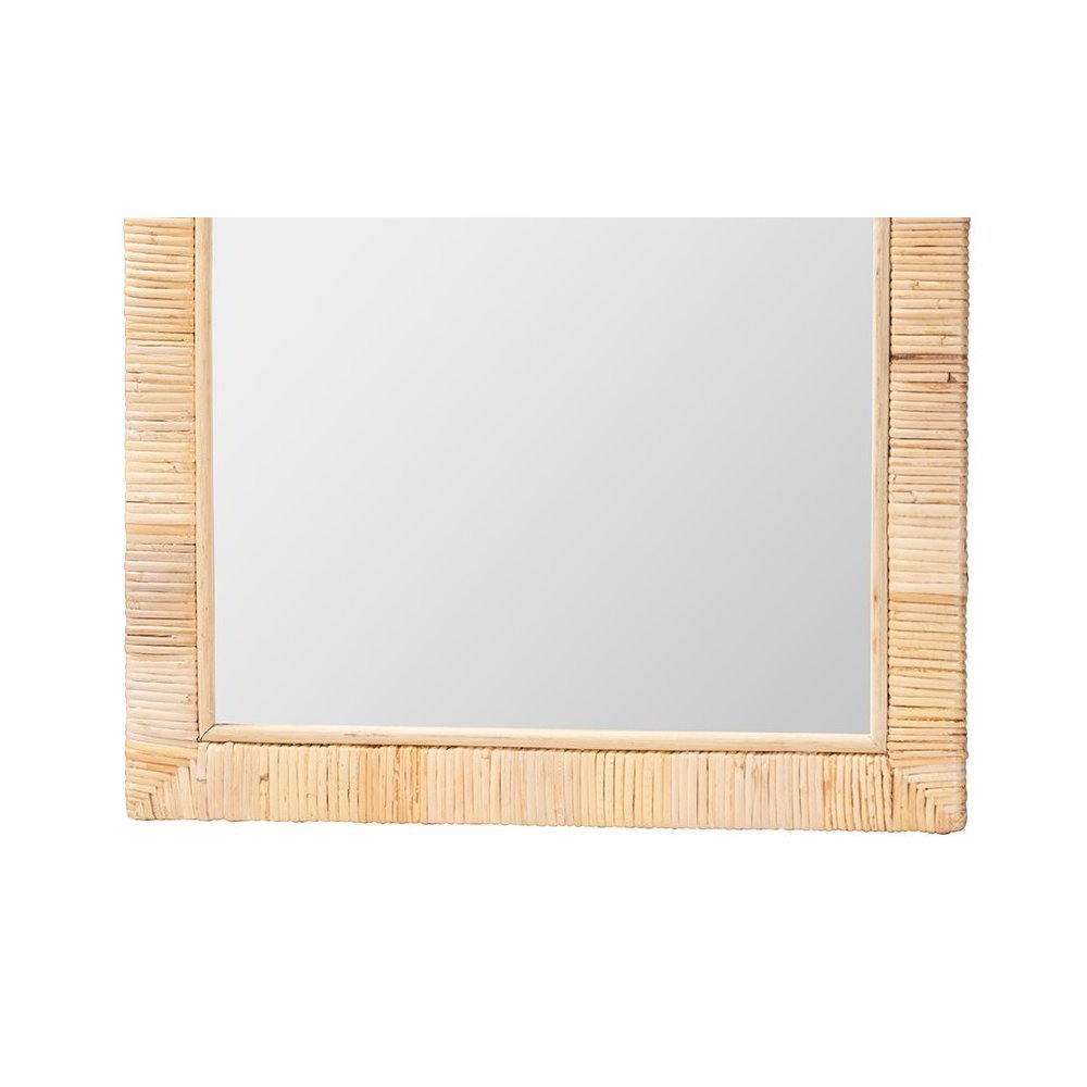 Lankston Bohemian Natural Rattan Rectangle Accent Wall Mirror. Picture 2