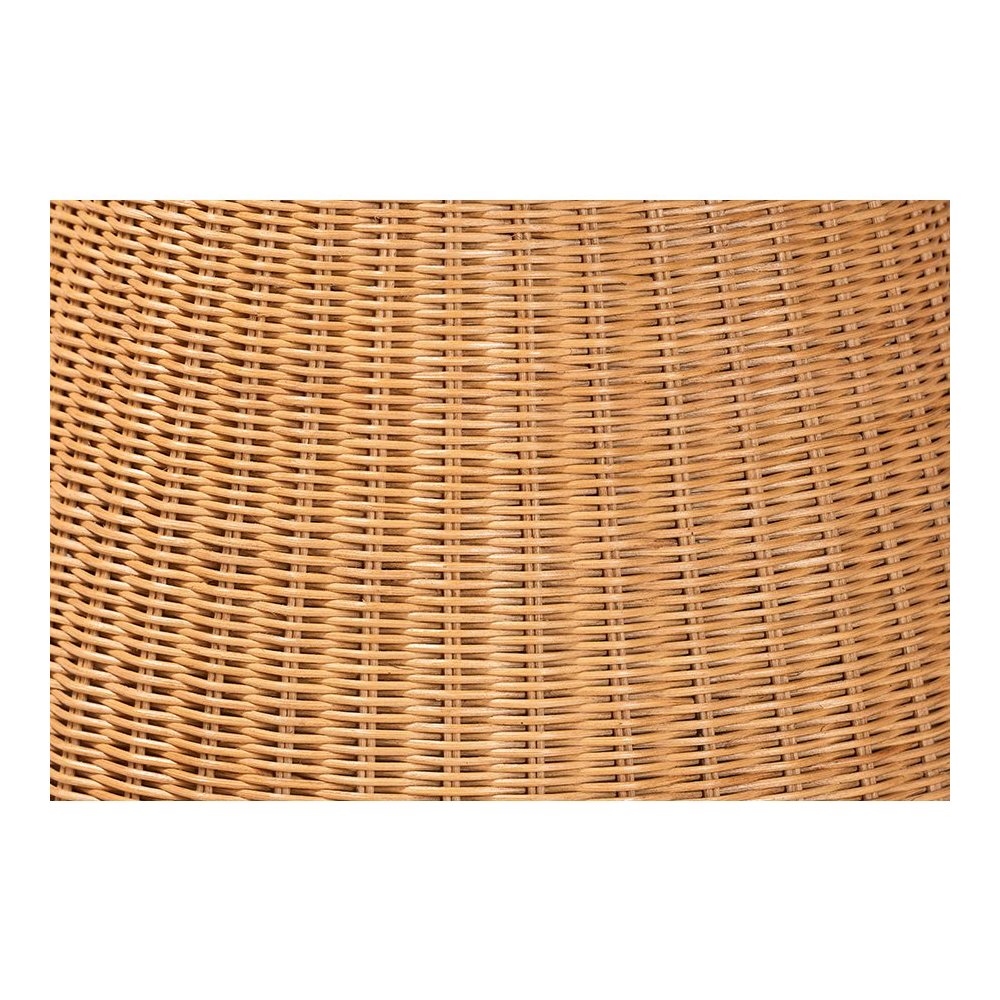Nina Bohemian Light Honey Braided Rattan End Table with Glass Tabletop. Picture 3