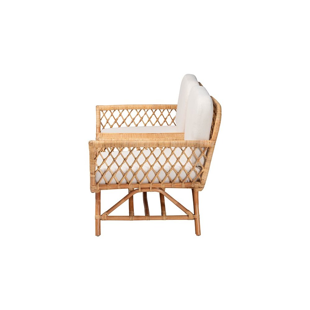 Pakis Bohemian Light Honey Rattan Tete-a-Tete Sofa. Picture 3