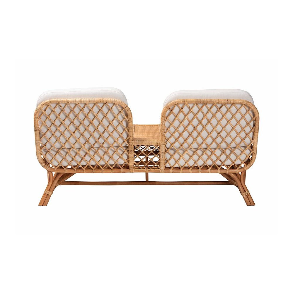 Pakis Bohemian Light Honey Rattan Tete-a-Tete Sofa. Picture 4