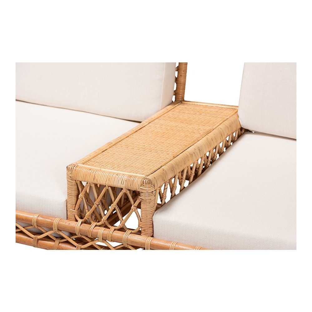 Pakis Bohemian Light Honey Rattan Tete-a-Tete Sofa. Picture 6