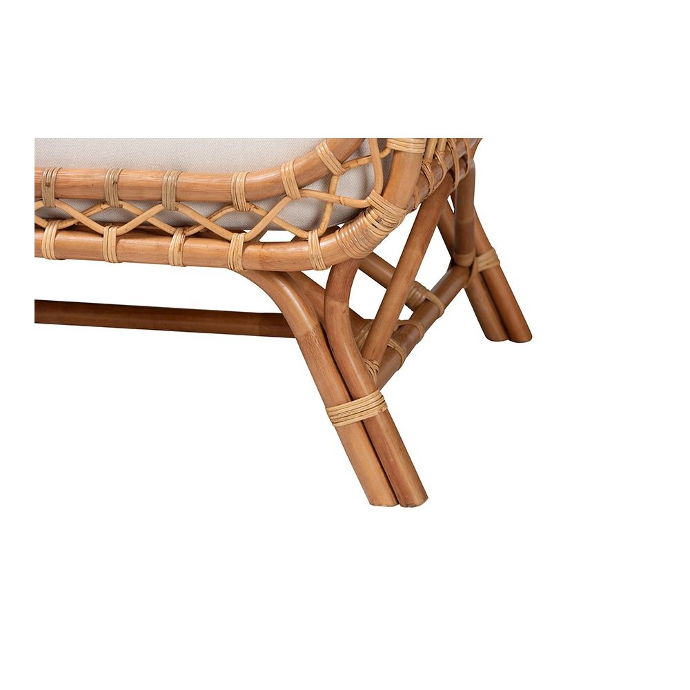 Pakis Bohemian Light Honey Rattan Tete-a-Tete Sofa. Picture 7