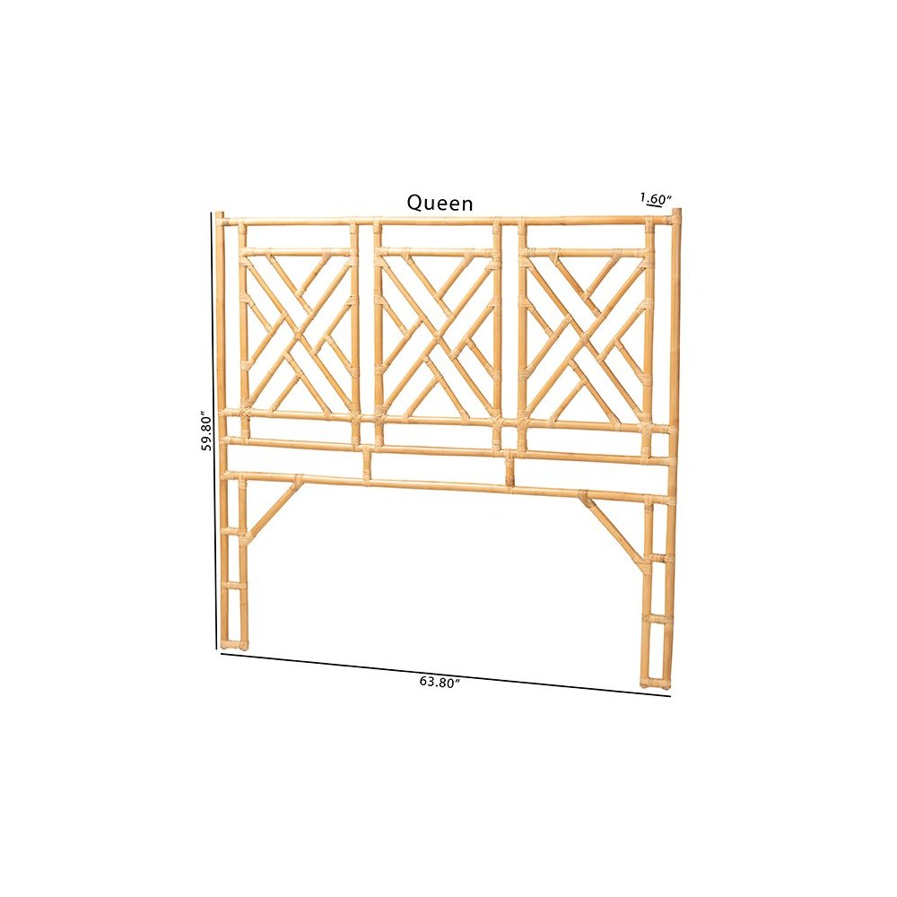 Karavo Bohemian Natural Rattan Queen Size Standalone Headboard. Picture 7