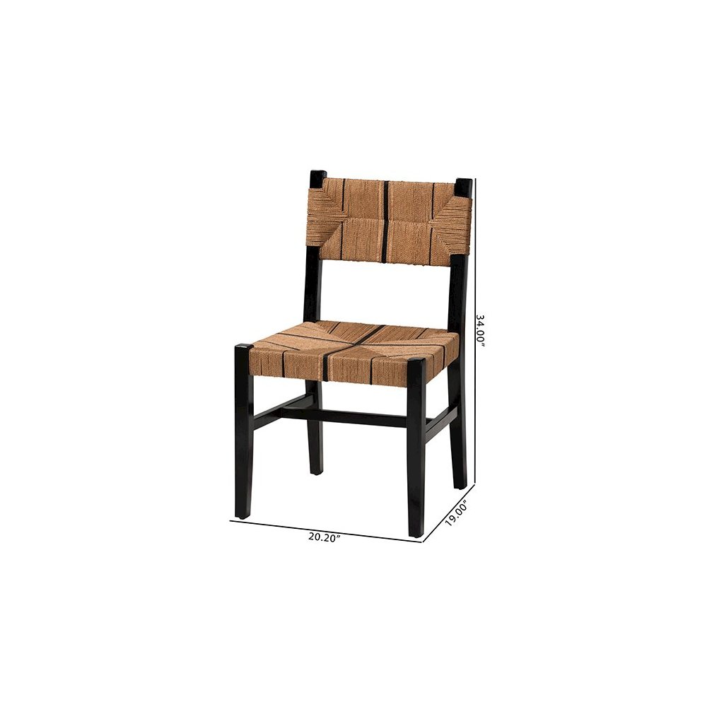 Prita Bohemian Paper Loom and Black Mahogany Wood Dining Chair. Picture 10