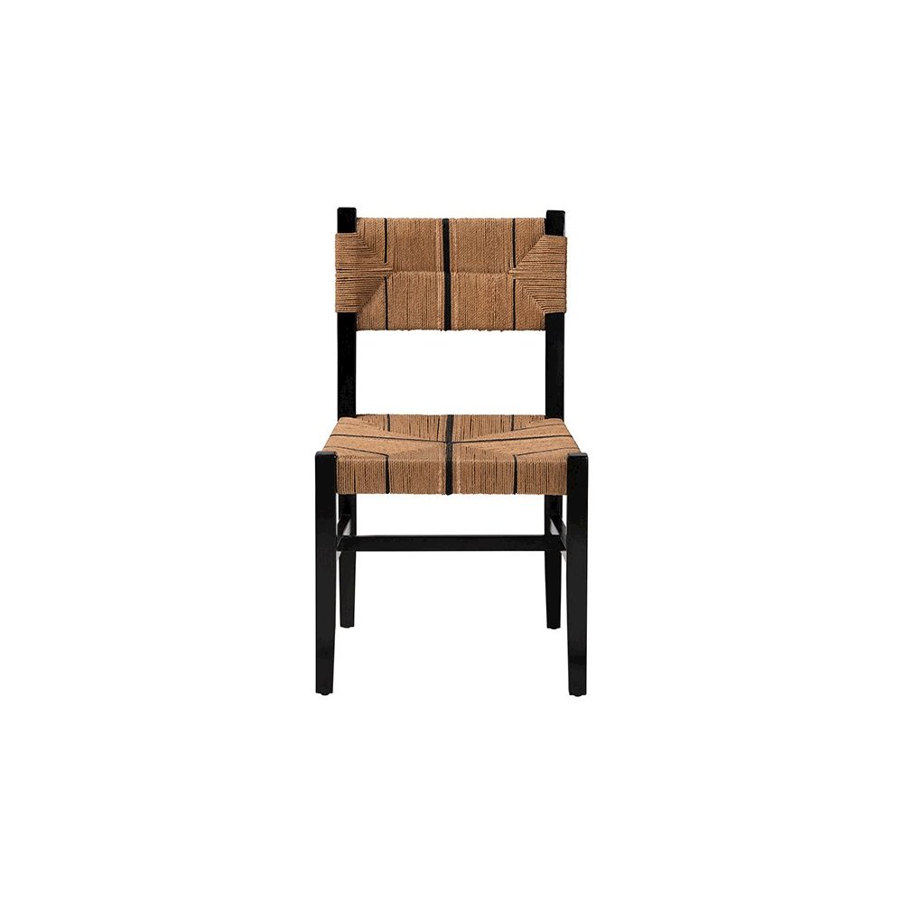 Prita Bohemian Paper Loom and Black Mahogany Wood Dining Chair. Picture 2