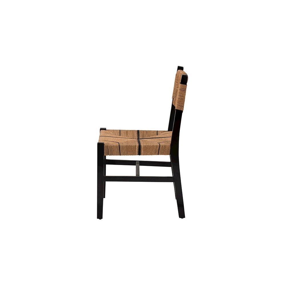 Prita Bohemian Paper Loom and Black Mahogany Wood Dining Chair. Picture 3