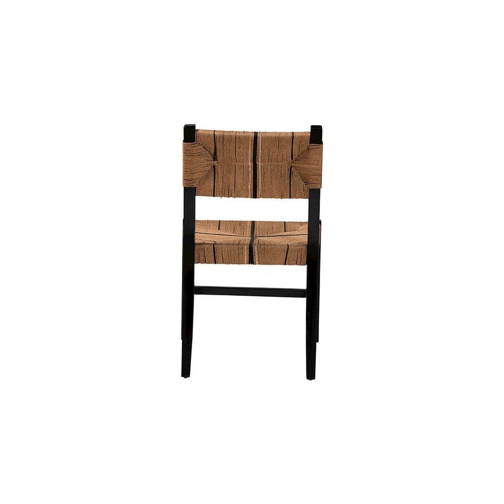 Prita Bohemian Paper Loom and Black Mahogany Wood Dining Chair. Picture 4