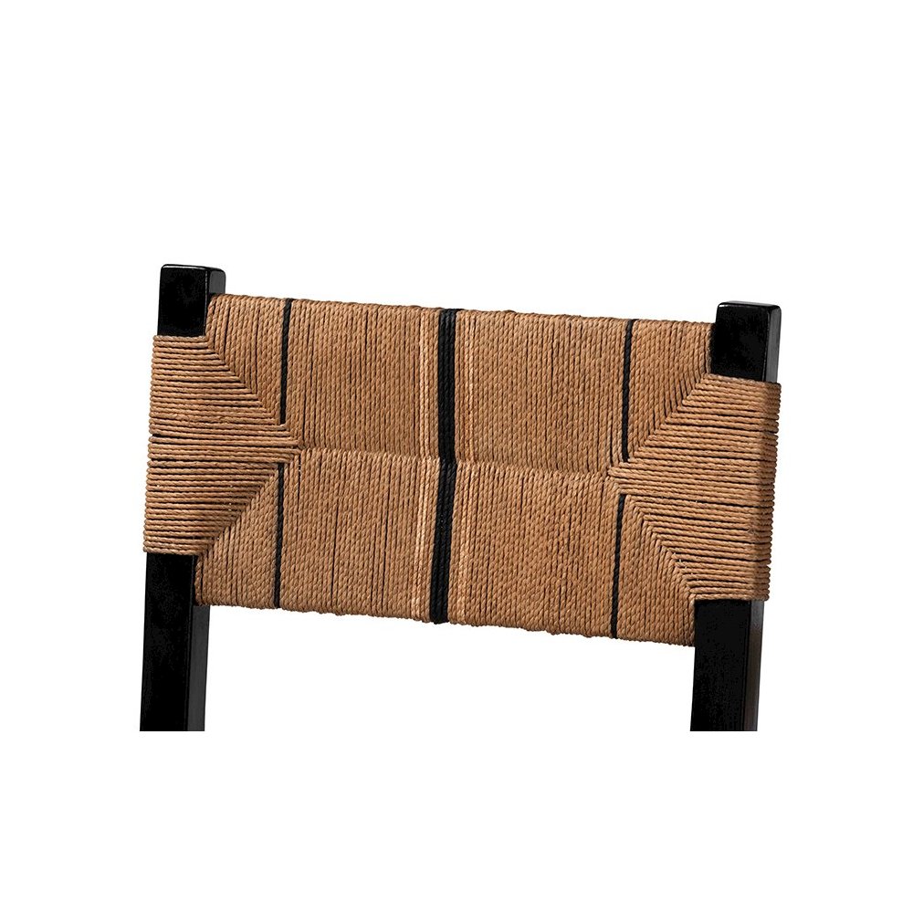 Prita Bohemian Paper Loom and Black Mahogany Wood Dining Chair. Picture 5