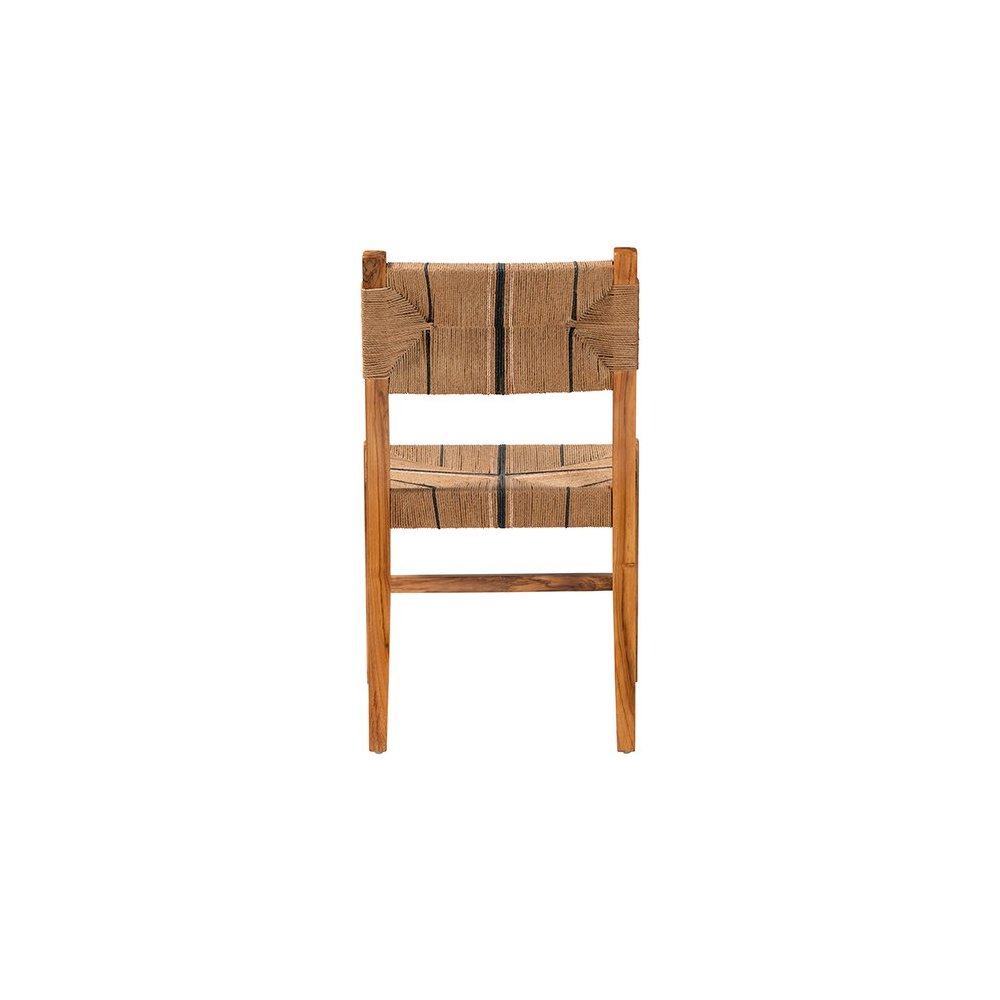 Prita Bohemian Paper Loom and Natural Mahogany Wood Dining Chair. Picture 4