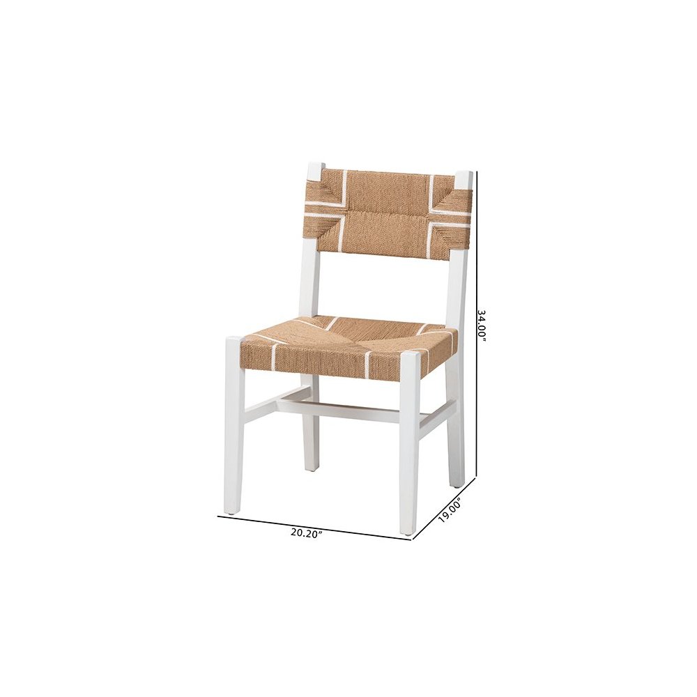 Talli Bohemian Paper Loom and White Mahogany Wood Dining Chair. Picture 10