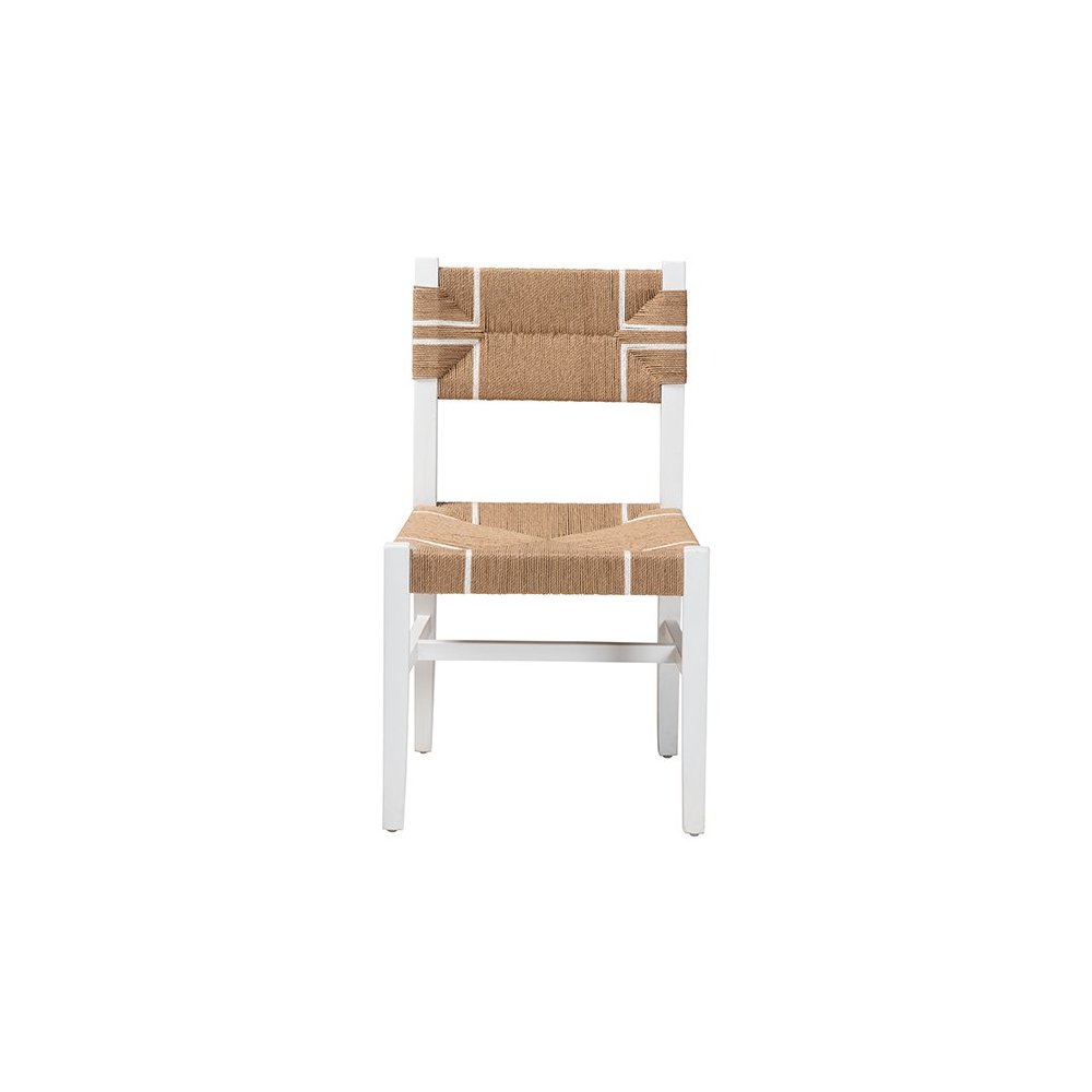 Talli Bohemian Paper Loom and White Mahogany Wood Dining Chair. Picture 2