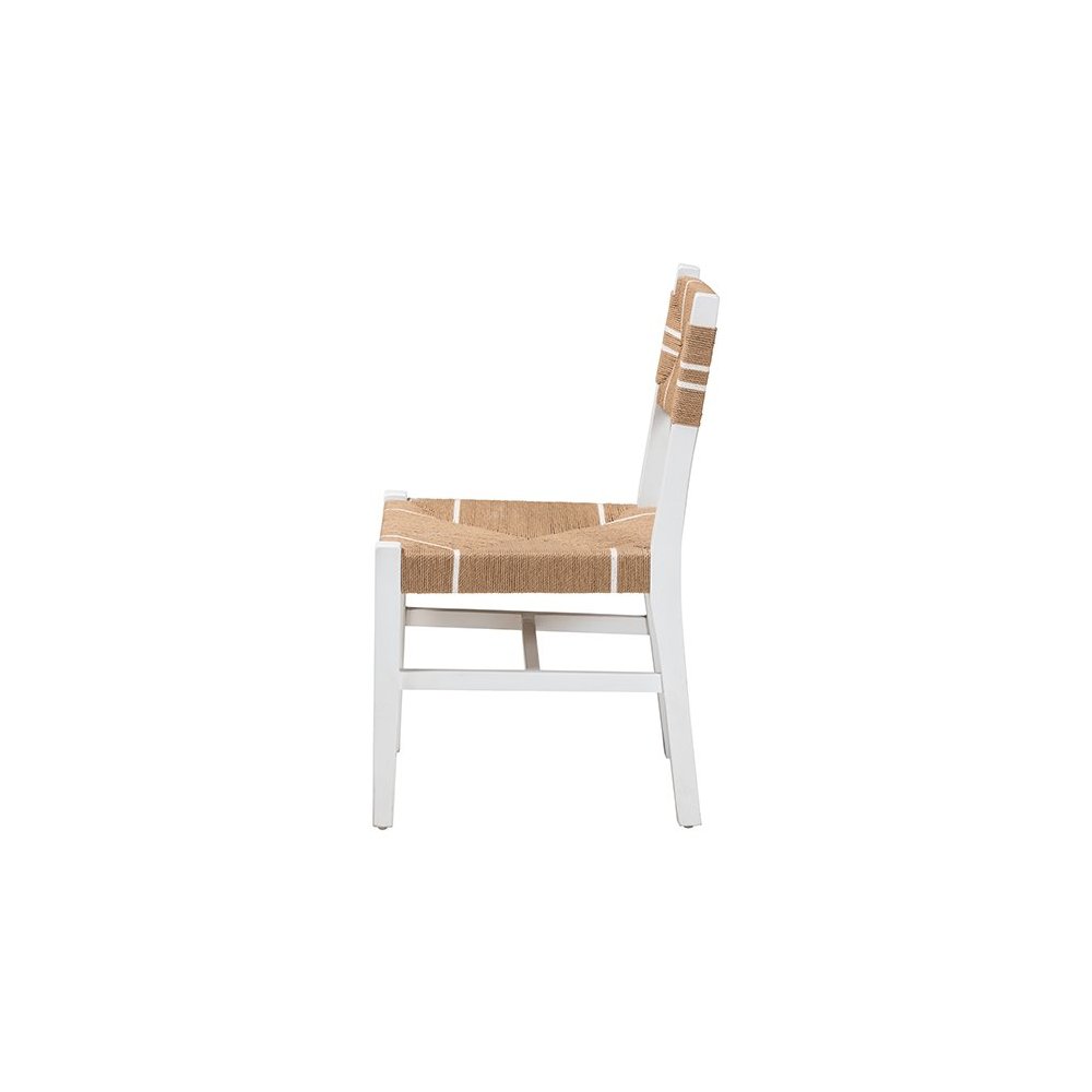Talli Bohemian Paper Loom and White Mahogany Wood Dining Chair. Picture 3