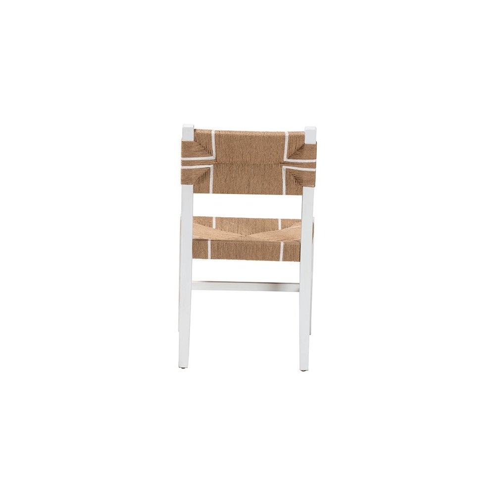 Talli Bohemian Paper Loom and White Mahogany Wood Dining Chair. Picture 4