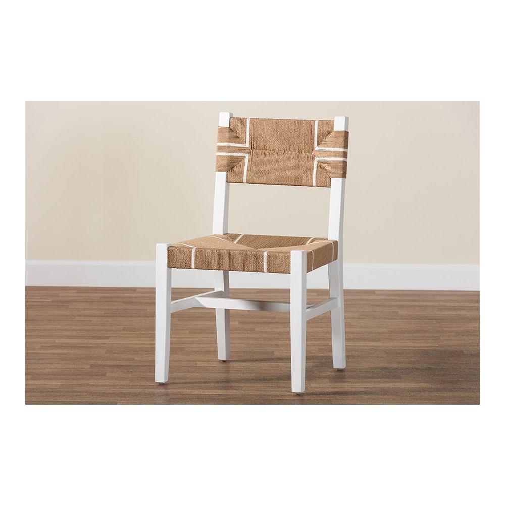 Talli Bohemian Paper Loom and White Mahogany Wood Dining Chair. Picture 9