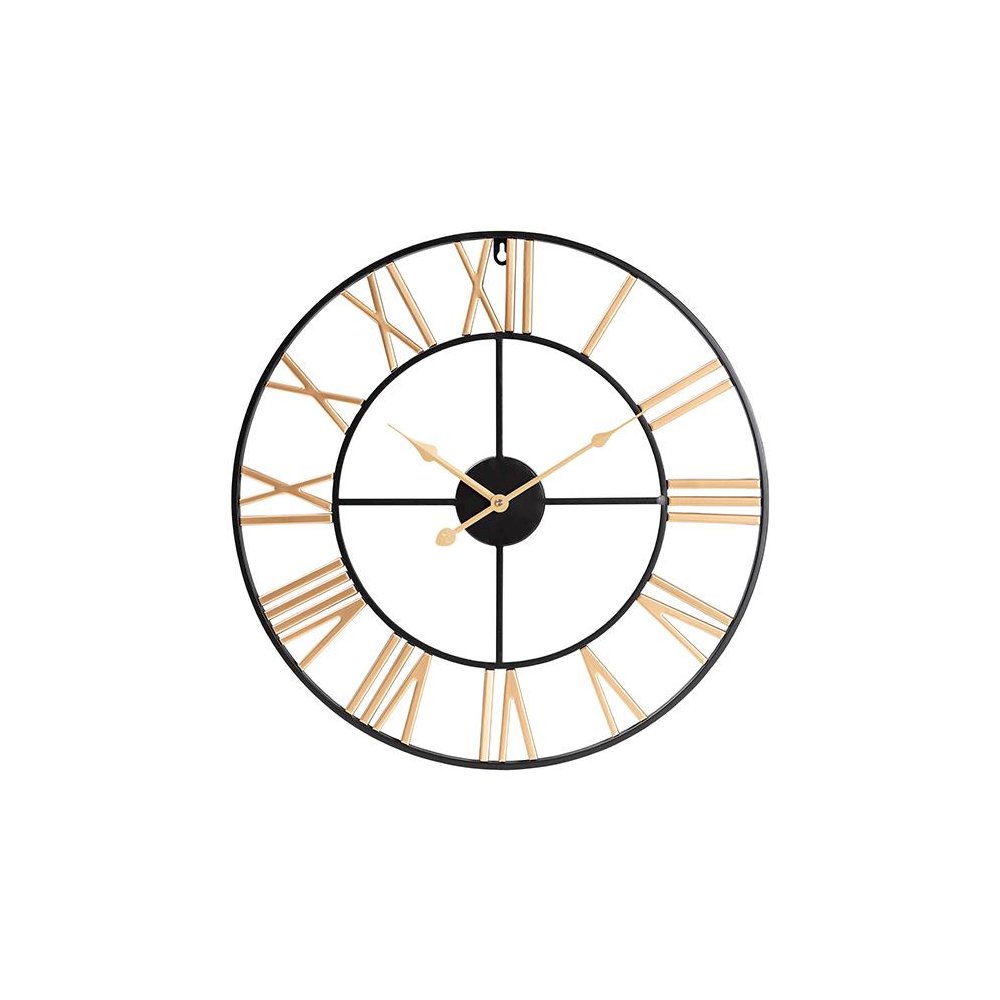 Baxton Studio Auden Modern Industrial Two-Tone Black and Gold Metal Wall Clock. Picture 1