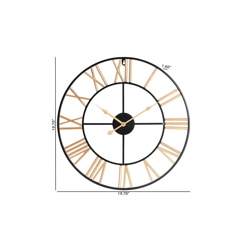 Baxton Studio Auden Modern Industrial Two-Tone Black and Gold Metal Wall Clock. Picture 4