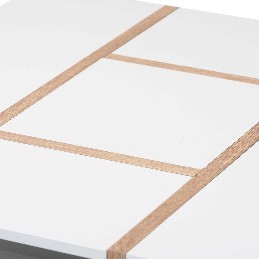 Rasa Modern and Contemporary Two-Tone White and Oak Finished Wood Coffee Table. Picture 10