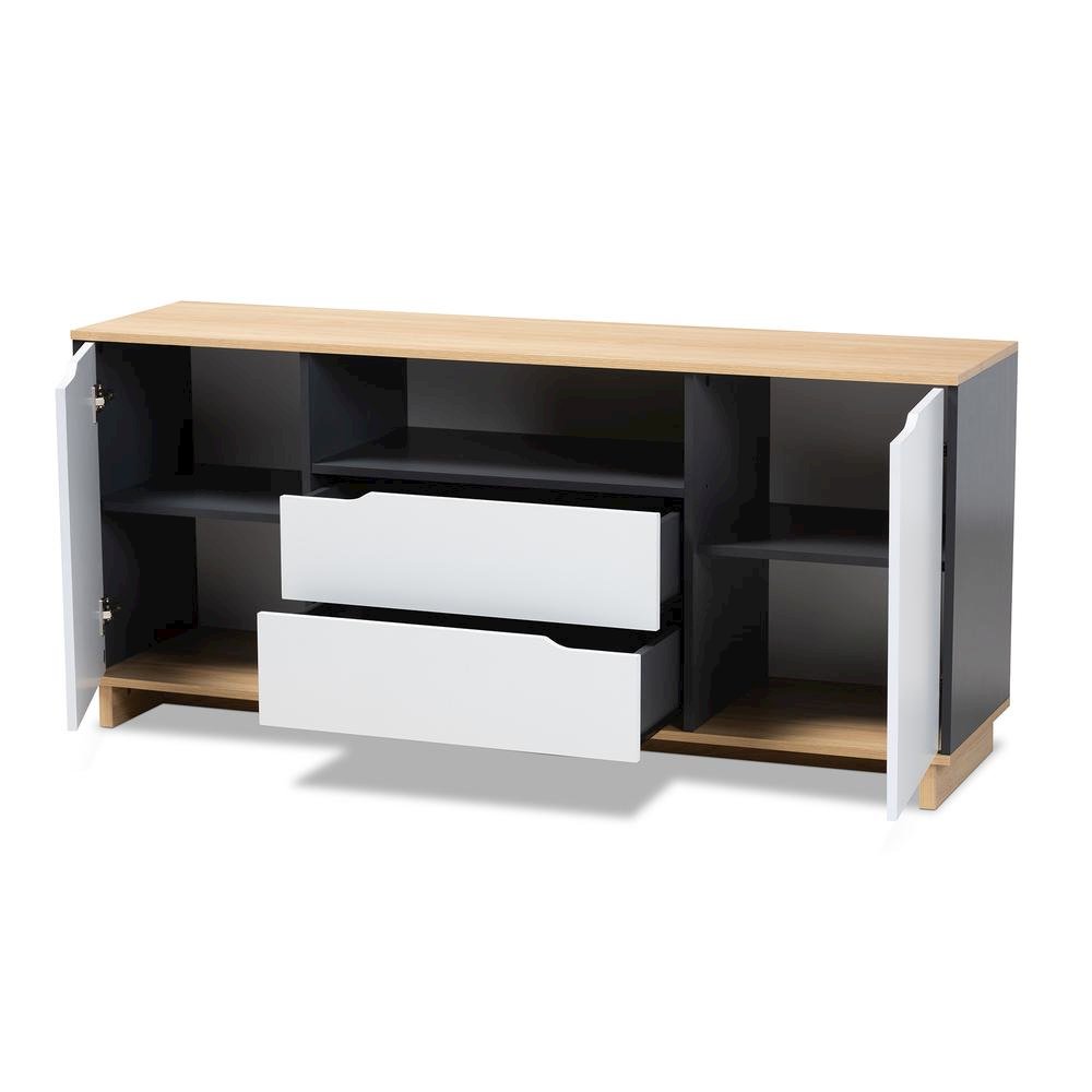 Reed Mid-Century Modern Multicolor 2-Door Wood Dining Room Sideboard. Picture 11