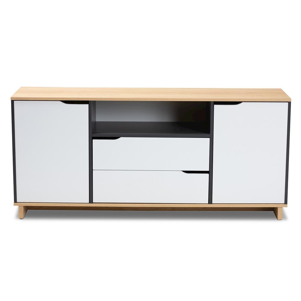 Reed Mid-Century Modern Multicolor 2-Door Wood Dining Room Sideboard. Picture 12