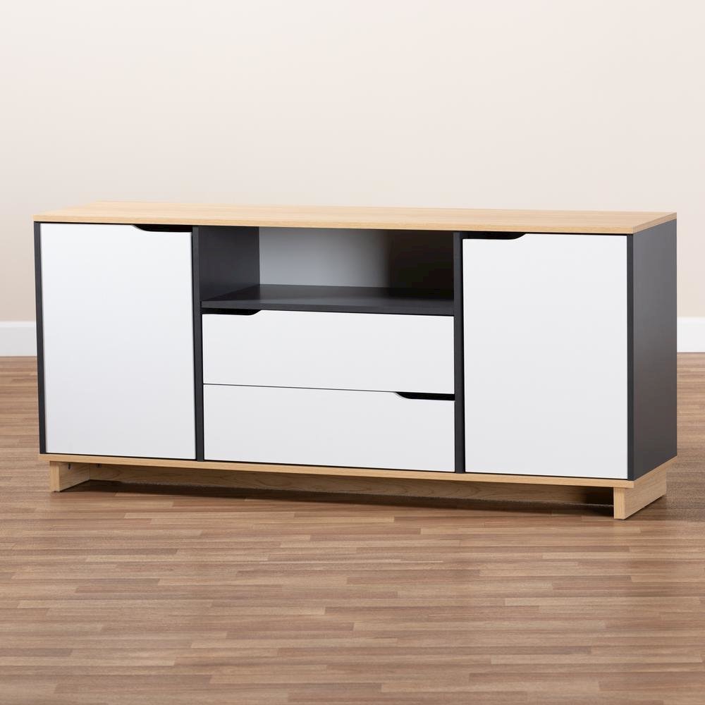 Reed Mid-Century Modern Multicolor 2-Door Wood Dining Room Sideboard. Picture 17