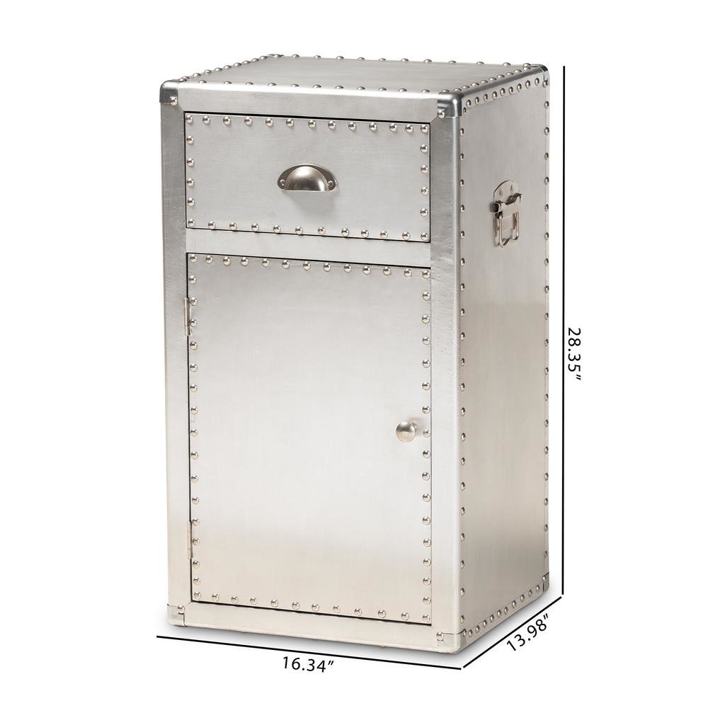 Baxton Studio Serge French Industrial Silver Metal 1-Door Accent Storage Cabinet. Picture 22