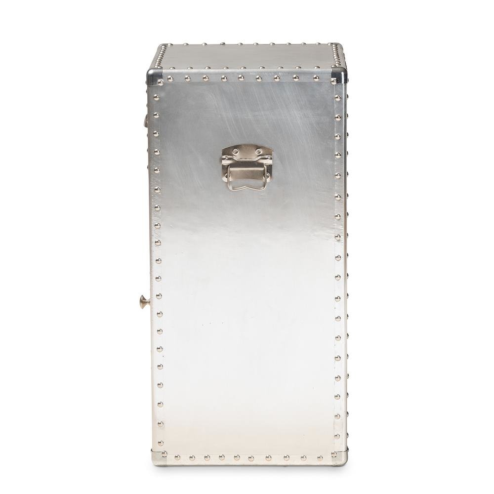 Baxton Studio Serge French Industrial Silver Metal 1-Door Accent Storage Cabinet. Picture 15