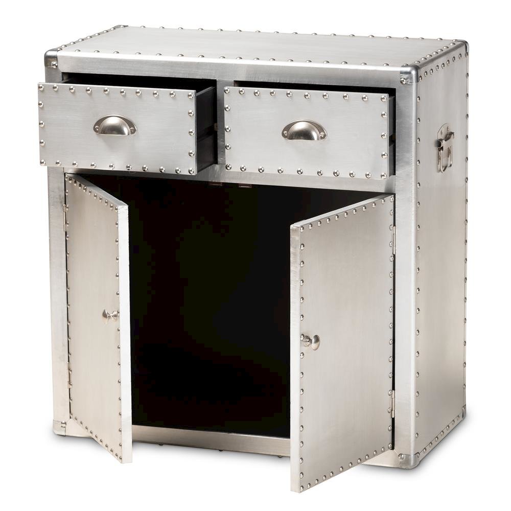 Baxton Studio Serge French Industrial Silver Metal 2-Door Accent Storage Cabinet. Picture 12