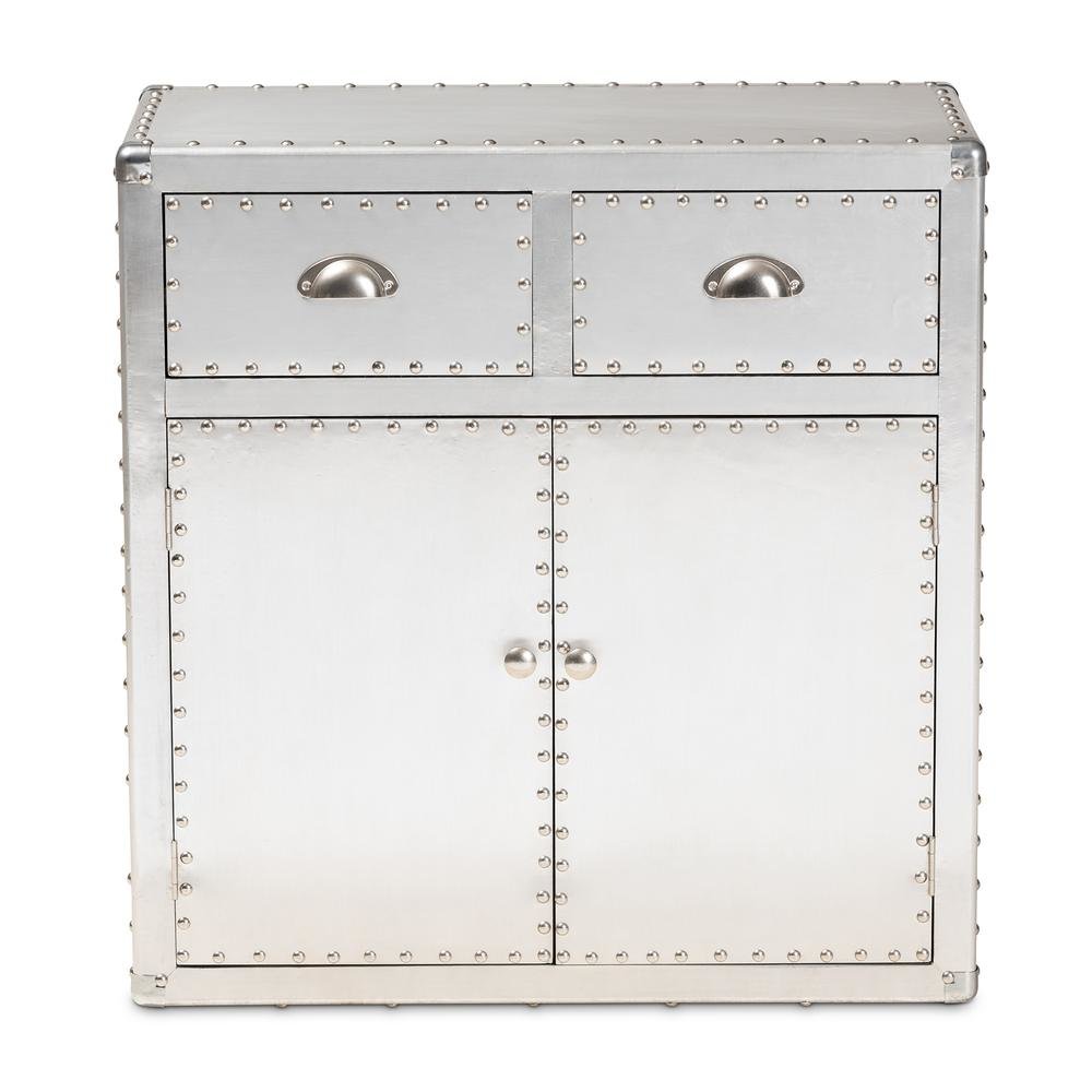 Baxton Studio Serge French Industrial Silver Metal 2-Door Accent Storage Cabinet. Picture 13