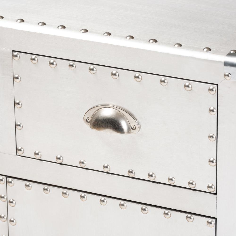 Baxton Studio Serge French Industrial Silver Metal 2-Door Accent Storage Cabinet. Picture 15